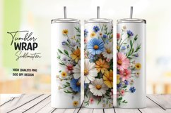 Multicolor 3d floral tumbler wrap sublimation design Product Image 1