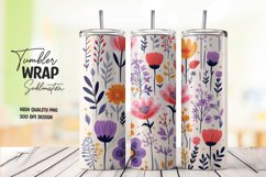 Watercolor floral tumbler wrap sublimation png Product Image 1