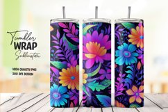 Neon flower tumbler wrap sublimation Product Image 1