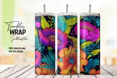 Neon flower tumbler wrap sublimation Product Image 1