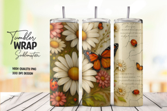 Daisy and Monarch Butterfly Tumbler Wrap PNG Product Image 1