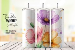 Watercolor floral tumbler wrap sublimation png Product Image 1