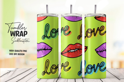 Pop Art Love &amp; Lips Tumbler Wrap Bright Green Valentine Product Image 1