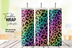 Rainbow Glitter Leopard Print Tumbler Wrap Sublimation Product Image 1