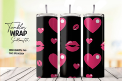 Pink Hearts and Lips Valentine Tumbler Wrap PNG Product Image 1