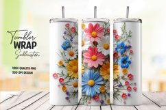 Multicolor 3d floral tumbler wrap sublimation design Product Image 1