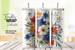 Multicolor 3d floral tumbler wrap sublimation design Product Image 1
