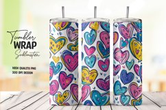 Heart doodle watercolor tumbler wrap sublimation Product Image 1