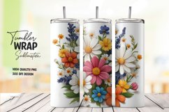 Multicolor 3d floral tumbler wrap sublimation design Product Image 1