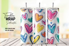 Heart doodle watercolor tumbler wrap sublimation Product Image 1