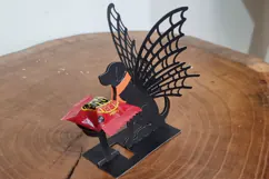 Papercut Halloween Dog with Cobweb Wings - Candy Holder SVG Product Image 4