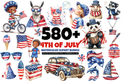 4th of July | Patriotic Day Watercolor Clipart Bundle Product Image 1