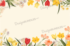 Tulip flowers frame flat lay background Product Image 1