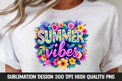 Summer Vibes Colorful Tropical Floral Clipart PNG Product Image 1