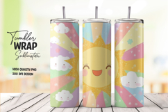 Cute Kawaii Cloud Rainbow Tumbler Wrap PNG Product Image 1