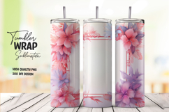 Floral Pink Frame Tumbler Wrap PNG Product Image 1