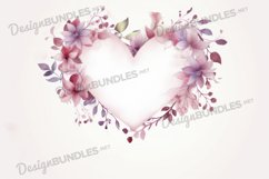 Watercolor floral heart frame background Product Image 1