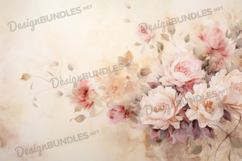 Vintage Pink Peony Blossom Watercolor Background Product Image 1