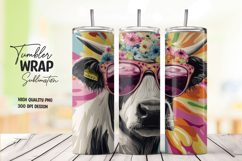 Cool Cow with Sunglasses Tumbler Wrap PNG Product Image 1