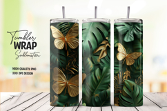 Tropical Butterfly Green Leaves Tumbler Wrap Product Image 1