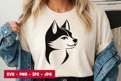 Husky Dog Face Silhouette Art SVG PNG Product Image 1