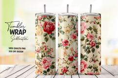 Vintage Floral Garden Tumbler Sublimation PNG Product Image 1