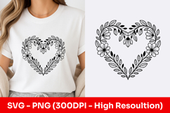 Floral Heart Wreath Clipart SVG PNG Product Image 1