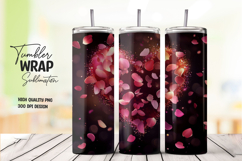 Dark Pink Hearts Confetti Tumbler Wrap Sublimation PNG Product Image 1