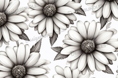 Monochrome Daisy Line Art Background Product Image 1