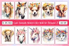 Cute Animals Watercolor Wall Art Vol 2 Product Image 1