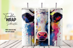 Watercolor Cow tumbler wrap png Product Image 1
