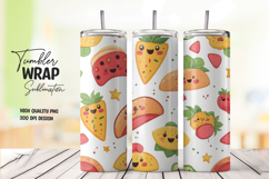 Pizza Cartoon Pattern Tumbler Wrap Sublimation Product Image 1