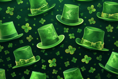St Patricks Day hat pattern Background, Digita Paper Product Image 1