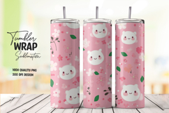 Cute Cat Faces with Strawberry Tumbler Wrap PNG Product Image 1