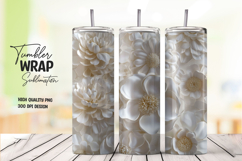Gold White Floral Tumbler Wrap Product Image 1