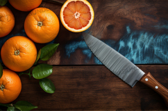 Orange fruits with wooden table background Product Image 1