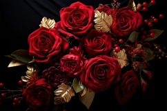 Deep Red Roses on Black Background Product Image 1