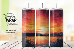 Sunset Floral Watermelon Tumbler Wrap PNG Product Image 1