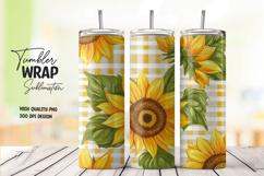 Sunflower and Yellow Gingham Plaid Tumbler Wrap Product Image 1
