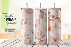 Peach Floral Tumbler Wrap PNG Product Image 1