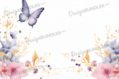 Watercolor butterfly field background Product Image 1