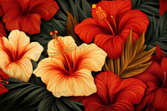 Deep Red Yellow Hibiscus Background Product Image 1
