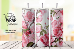 Pink Garden Floral tumbler wrap png Product Image 1