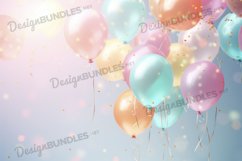 Party Balloons flat lay background, Balloons Digital paper Product Image 1