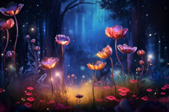 Starry Night Floral Landscape Illustration Background Product Image 1