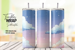 Glitter Galaxy Blue 20oz Tumbler Wrap Product Image 1