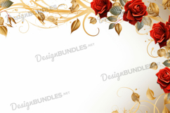 Red rose frame flat lay background, Digital paper Product Image 1