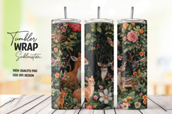 Woodland Fox in Flowers Tumbler Wrap Sublimation PNG Product Image 1