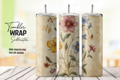 Vintage Flower tumbler wrap png Product Image 1
