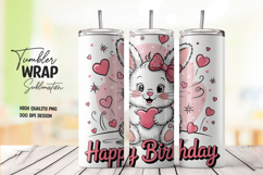 Happy Birthday Unicorn Hearts Tumbler PNG Product Image 1